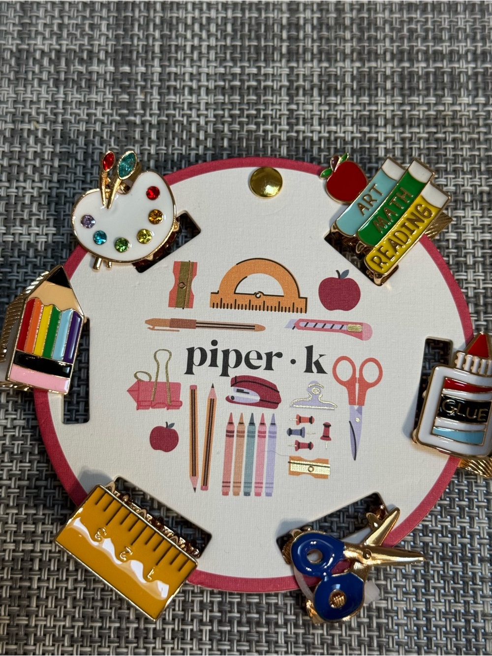 Piper.k 📚✂️✏️School Supplies Enamel Mini Hair Claws Set 🎨📏🍎- Colorful Classroom